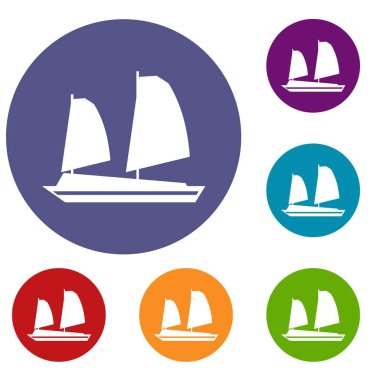 Vietnamca önemsiz tekne Icons set