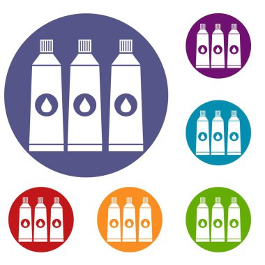 Üç tüp boya simgelerle ayarla