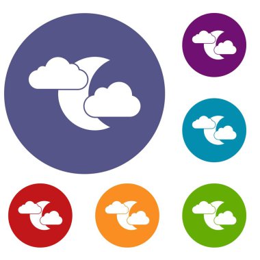 Ay ve bulutlar Icons set