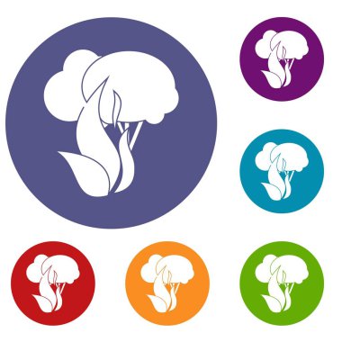 Yanan Orman ağaçları Icons set
