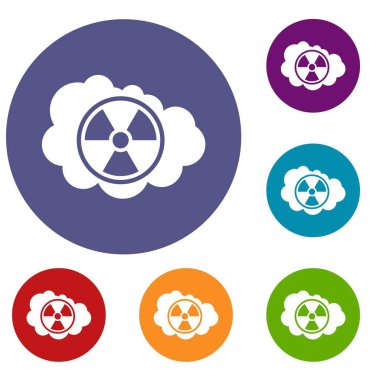 Bulut ve radyoaktif işareti Icons set