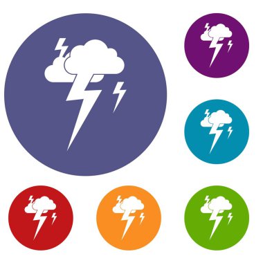 Bulut ve yıldırım Icons set