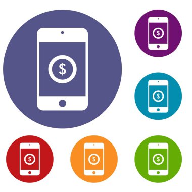 Smartphone görünen simgeler kümesi üzerinde dolar işareti olan