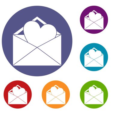 Kalp Icons set ile açık zarf