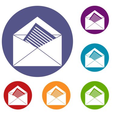 Açık zarf kağıt simgeler levha ile ayarla