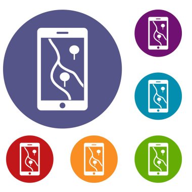 Smartphone Gps navigator Icons set ile