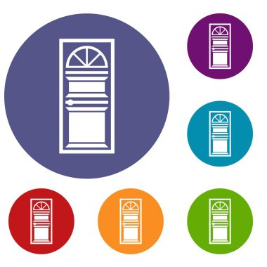 Kapı bir kemerli Cam Icons set ile