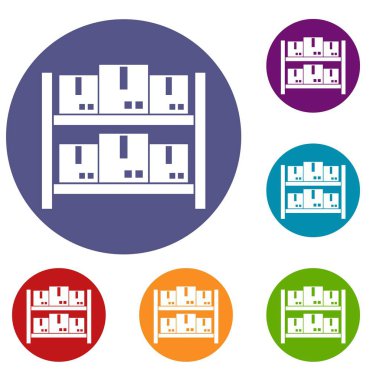 Depolama malların ambar Icons set