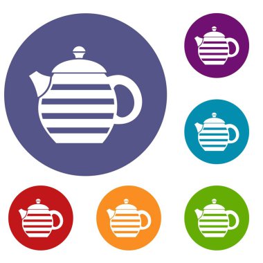 Çizgili çaydanlık Icons set