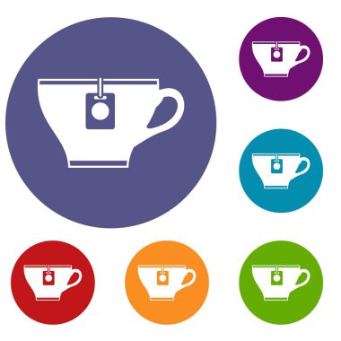 Fincan çay poşeti Icons set ile
