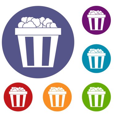 Kutu patlamış mısır Icons set