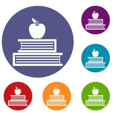 Kitap ve elma Icons set