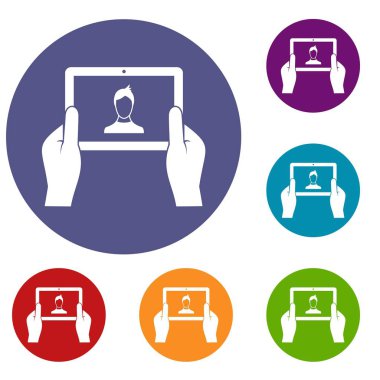 Tablet Icons set holding eller