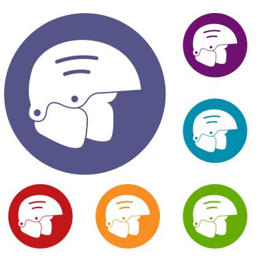 Snowboard kask Icons set