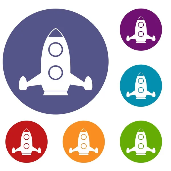 Cohete iconos conjunto — Vector de stock