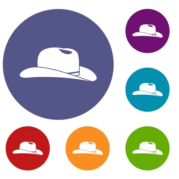 Cowboy hoed iconen set — Stockvector