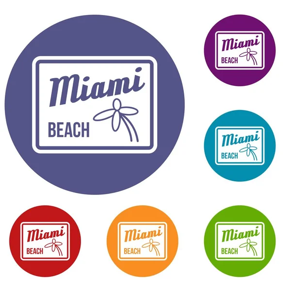 Miami beach ikony nastavit — Stockový vektor