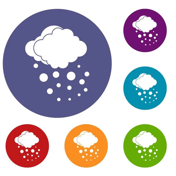Cloud with hail icons set — Stock Vector