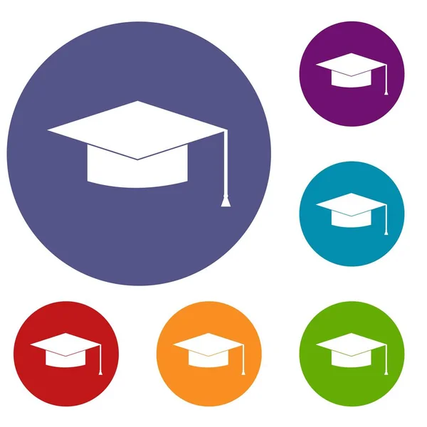 Graduation cap icons set — Stock Vector