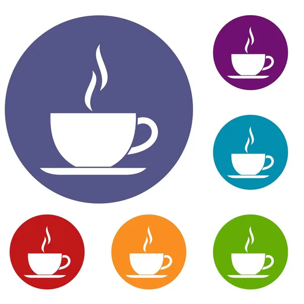 Cup of hot drink icons set — Stock Vector