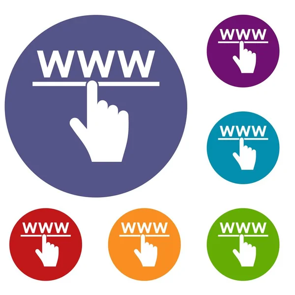 Cursor de mão e conjunto de ícones do site — Vetor de Stock
