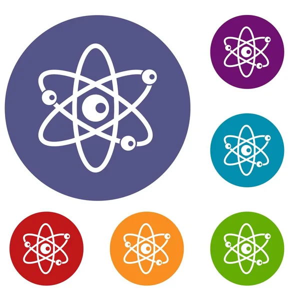 Molecules of atom icons set — Stock Vector