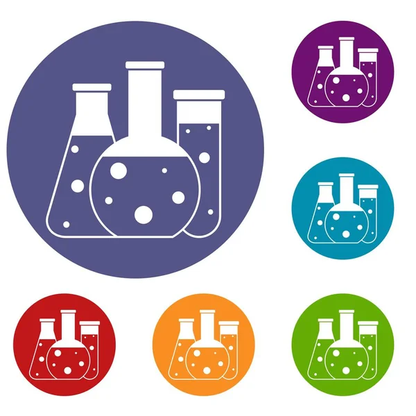 Laboratory flasks icons set — Stock Vector