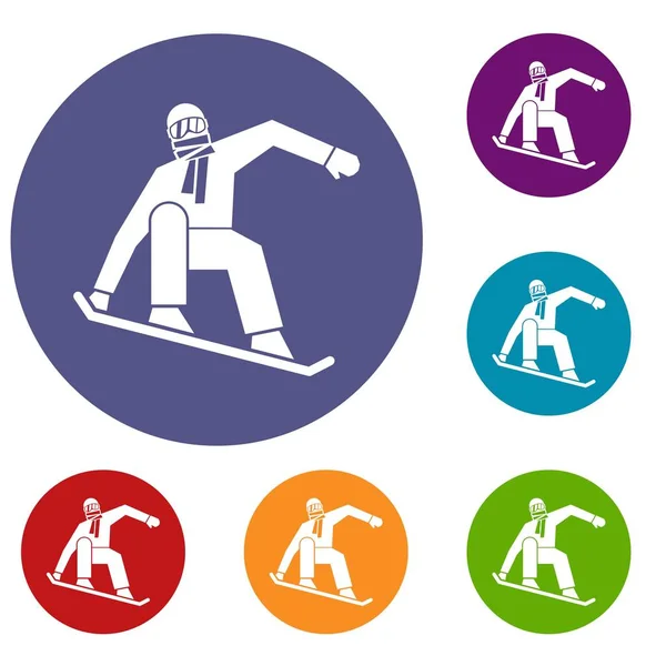 Snowboarder-Ikonen gesetzt — Stockvektor