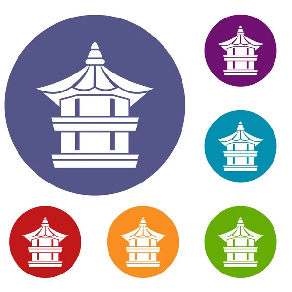 Conjunto de ícones tradicionais de pagode coreano — Vetor de Stock