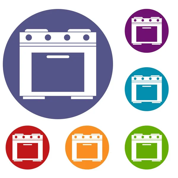 Gas stove icons set — Stock Vector