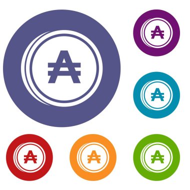 Madeni para austral Icons set