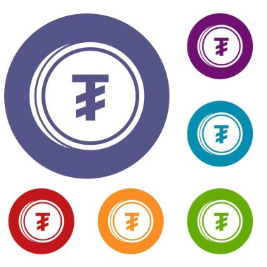 Tugrik sikke Icons set