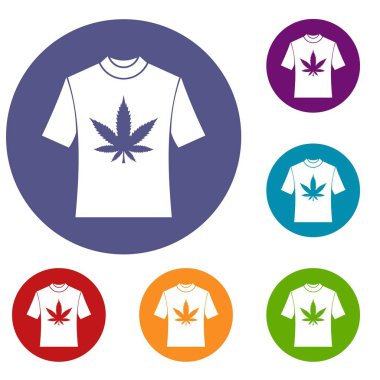 T-shirt baskı esrar simgeleri ile ayarla