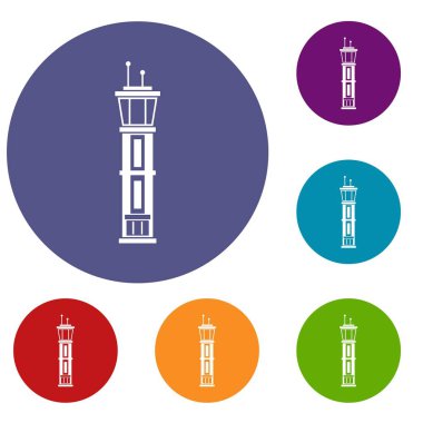 Havaalanı kontrol kulesi Icons set