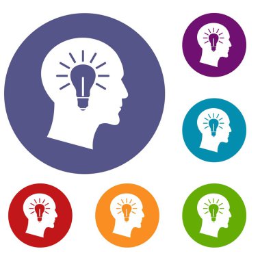 Ampul kafa Icons set içinde