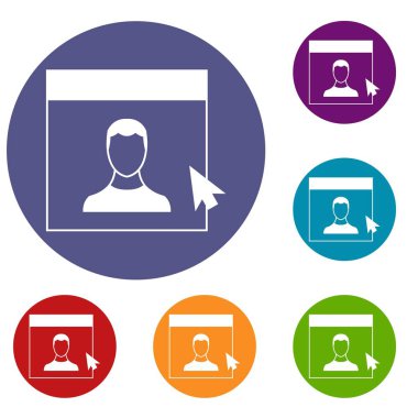 İmleç nokta adam monitör simgeler kümesi üzerinde