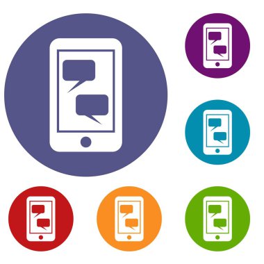 Smartphone ve konuşma kabarcıklar Icons set