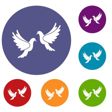 Düğün güvercinler Icons set