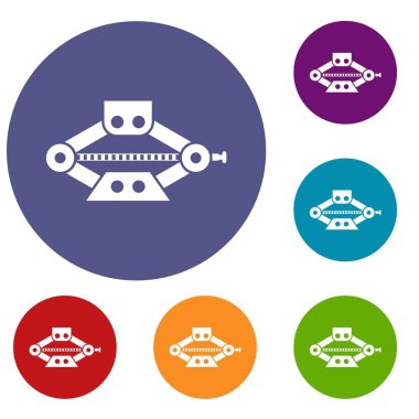 Kırmızı makas araba jack Icons set