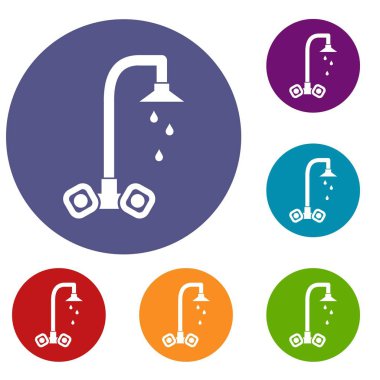 Damlayan musluk Icons set