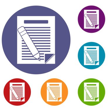 Kağıt ve kalem Icons set