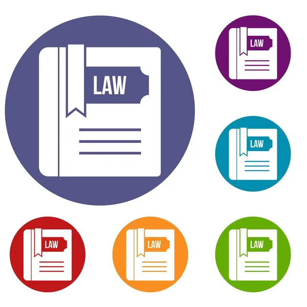 Law book icons set — Stock Vector