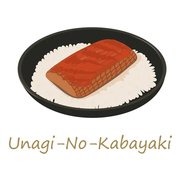 UNAGI úhoř kabayaki ikona, kreslený styl — Stockový vektor
