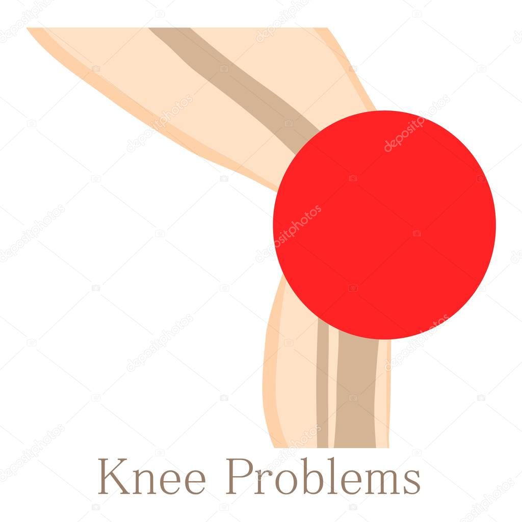 Knee problem icon, cartoon style
