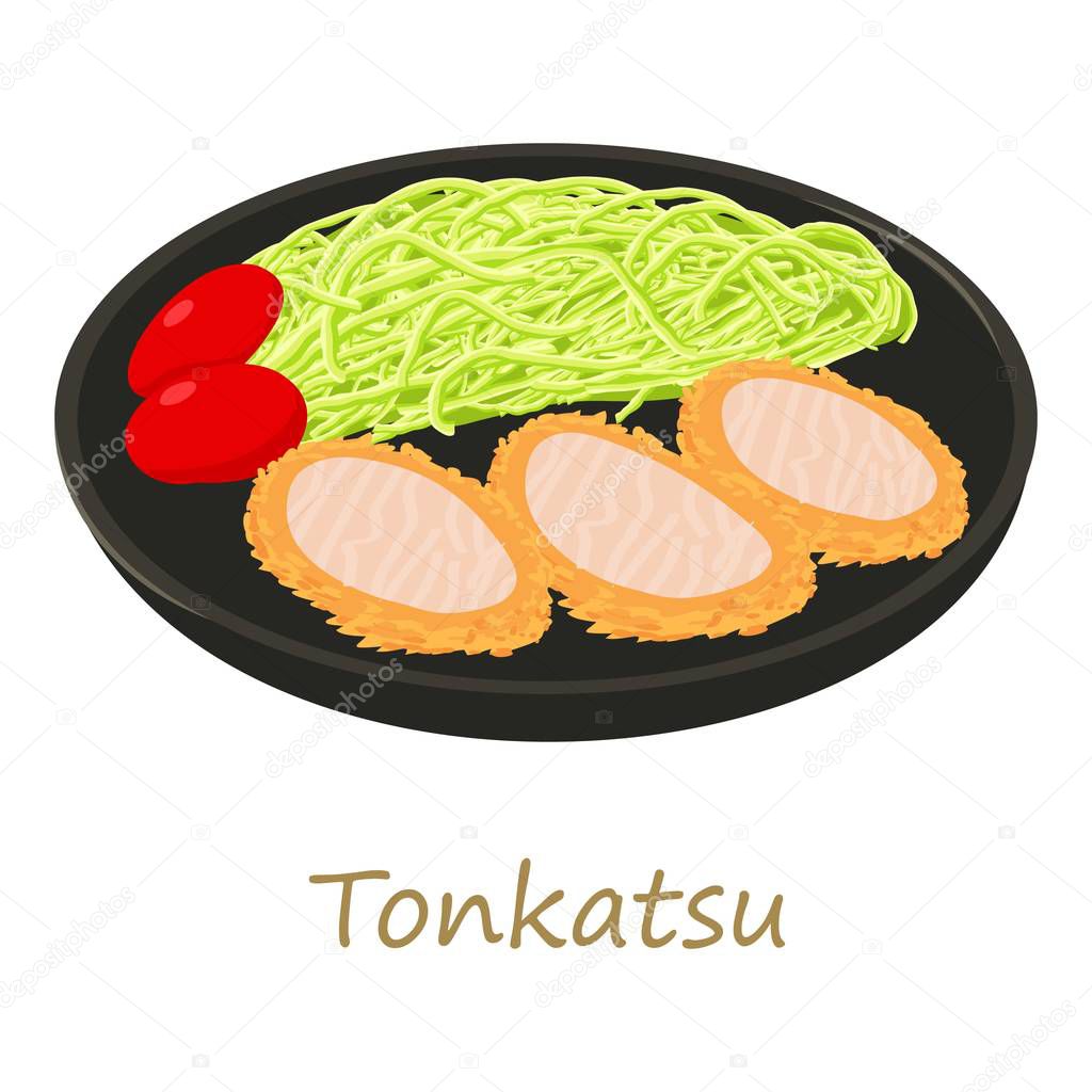 Tonkatsu icon, cartoon style