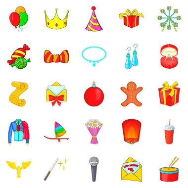 Ciddi Icons set, karikatür tarzı