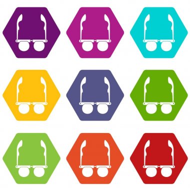 Gözlük siyah yuvarlak lensler simgesi olan renk altı yüzlü ayarla