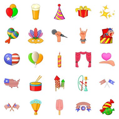 Şenlikli duygudurum Icons set, karikatür tarzı