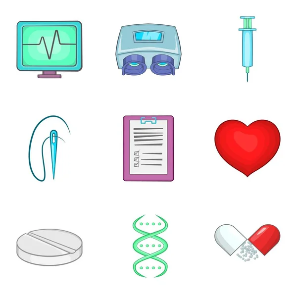 Gezondheid procedures iconen set, cartoon stijl — Stockvector