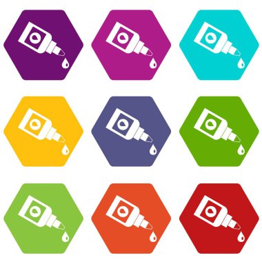 Şişe için göz simgesini ayarla renk altı yüzlü damla